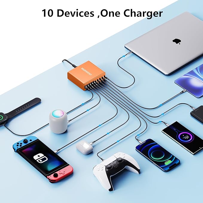 320W USB C Charger Block, 10-Port USB C Charging Station GaN III PD 65W Laptop - Image 4