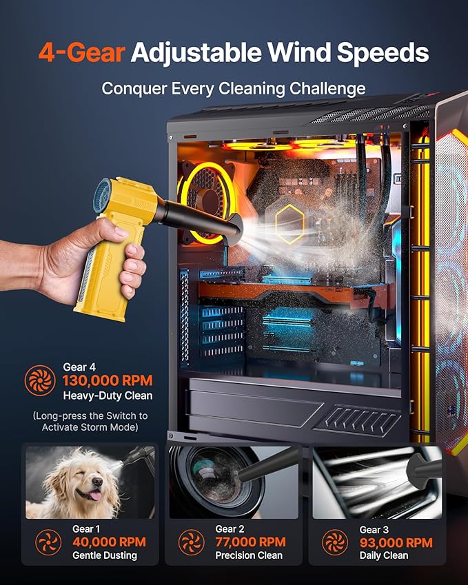 ZOAIVR Compressed Air Duster, 000RPM Ultra-Powerful Cordless Electric Air Duster - Image 4