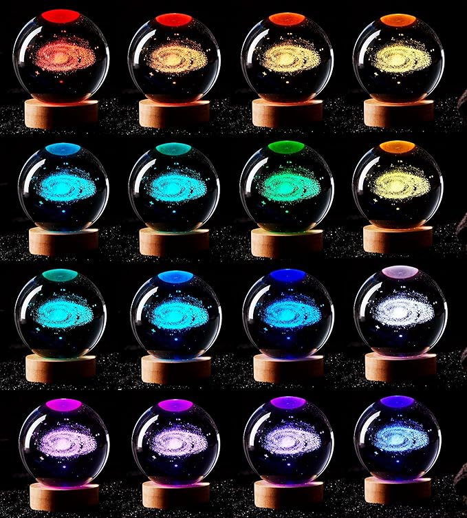 Conalisk 3D Galaxy Crystal Ball Lamp, 3.15 Inch K9 Crystal Ball Night Light - Image 2