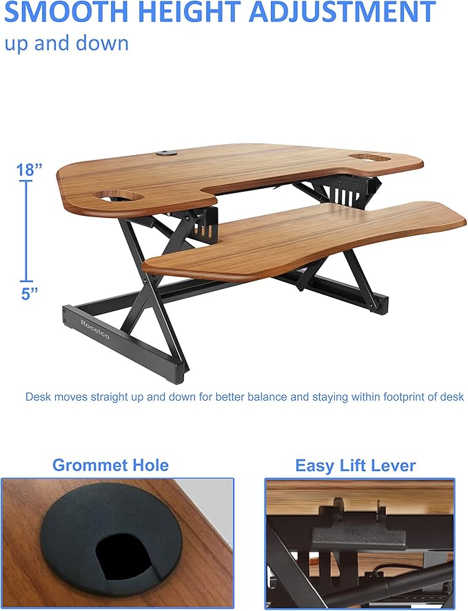 Rocelco 46" Height Adjustable Corner Standing Desk Converter - Image 2