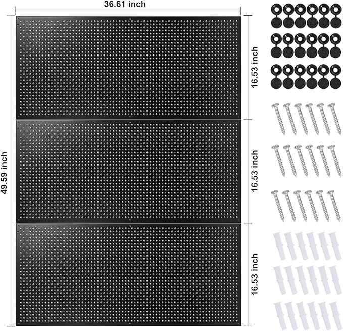 Daanxw Peg Board, 3 Pack 16-Inch X 36-Inch Heavy Duty Steel Pegboard, Heavy - Image 2