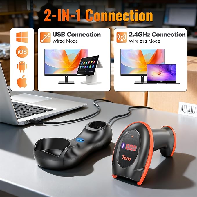 Tera Pro Series Wireless 1D 2D QR Barcode Scanner - Image 6