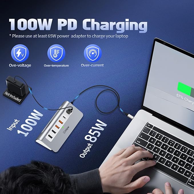 intpw P9 PRO USB C Hub 10Gbps, 9-in-1 USB C Docking Station - Image 6
