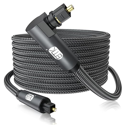 EMK 90 Degree Toslink Optical Cable 360 Degree Free-Rotating Plug Fiber Optic by EMK