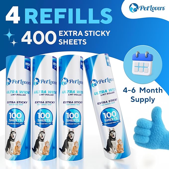 PetLovers Extra Sticky Floor Lint Roller 4 Pack of Refills Only - Image 2