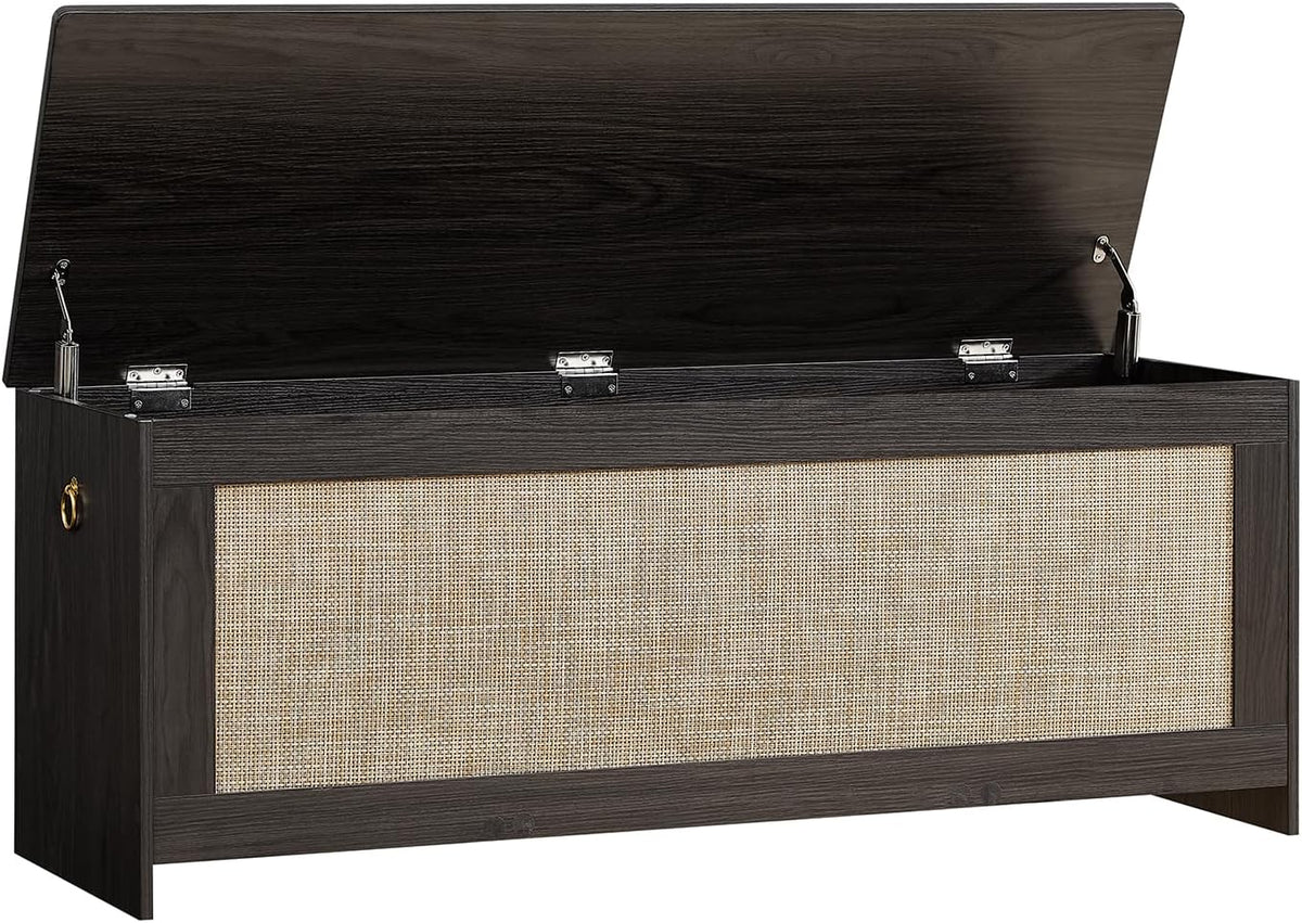 47.2"storage chest extra large,rattan storage bench(obsidian black), main product view