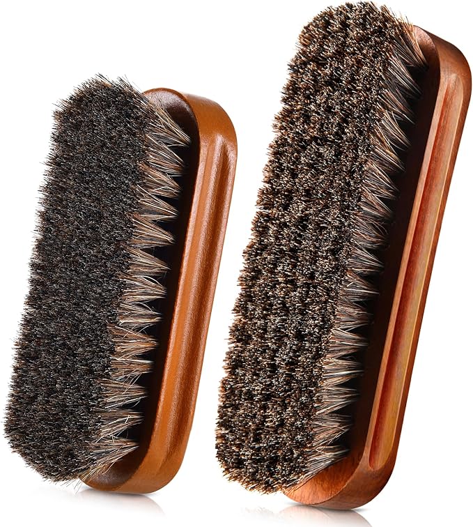 2 Pcs Horsehair Shine Shoes Brush Kit Polish Dauber Applicators Cleaning by ZJoey