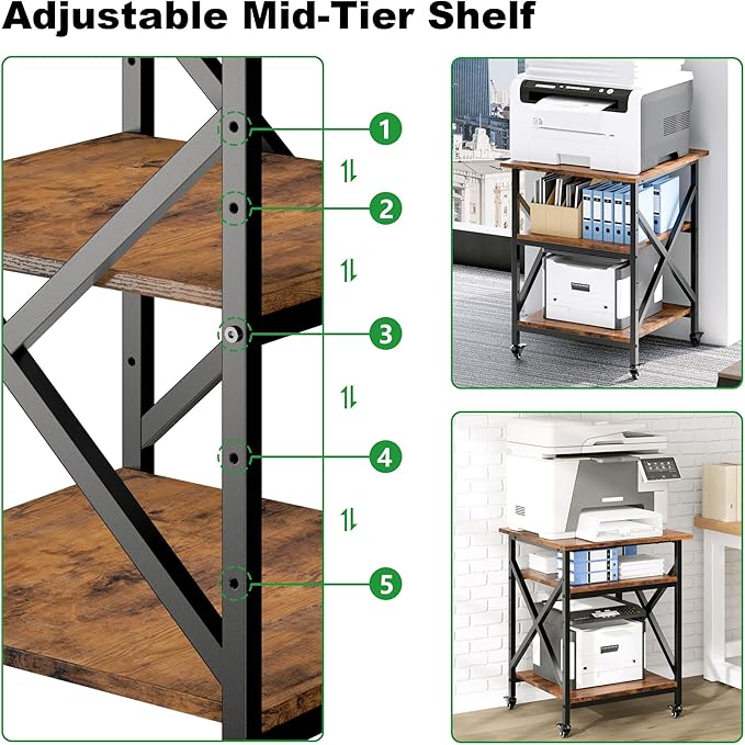 Ollieroo 3 Tier Printer Stand, Large Table - Image 6