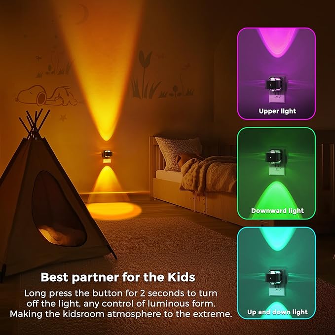 L LOHAS LED Night Light Projector, 2 Pack Color Changing Night Light Plug into - Image 5