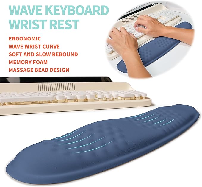 KUOSGM 2-in-1 Ergonomic Set, Wave Rise Keyboard Wrist Rest and Massage Bulge - Image 2