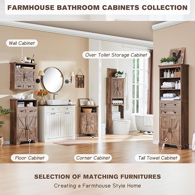 ACCOHOHO Bathroom Wall Cabinet, Farmhouse 24" Wide Medicine Cabinet - Image 6
