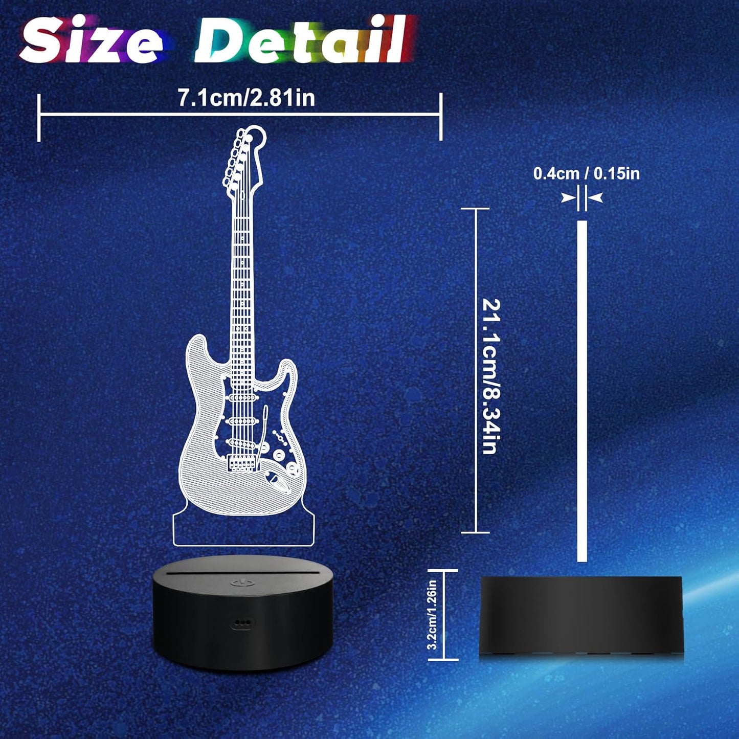 CoolGift Mart Electric Guitar Night Light, 3D LED Optical Illusion Lamp with Remote Control and Timer, Gifts for Guitar Players Guitarists Music Lovers