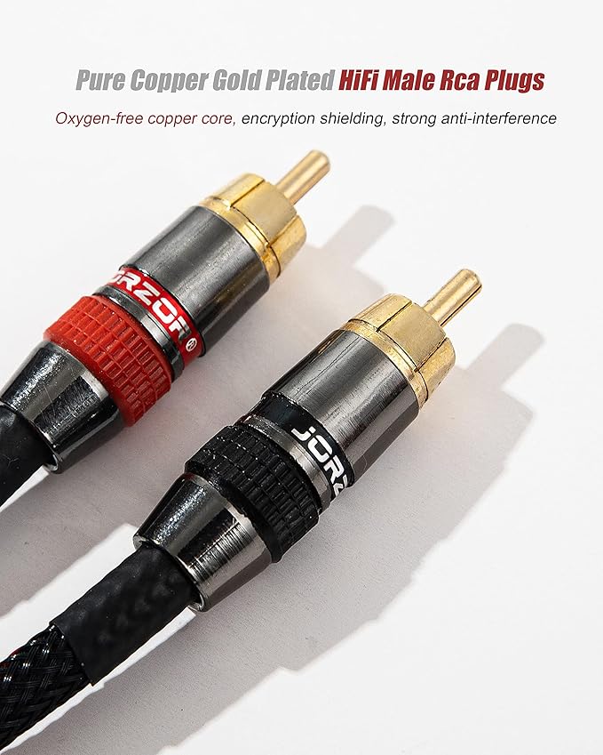 JORZOR RCA Cable, 2RCA Male to 2RCA Male Stereo Audio Cables 【Hi-Fi Sound】 - Image 5
