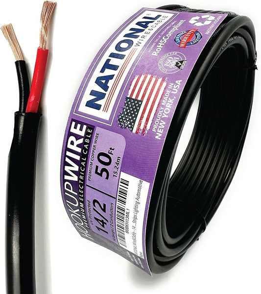 NATIONAL Wire & Cable – 14 AWG 2-Conductor Premium Copper Wire, 50 ft, Stranded by NATIONALWireCable