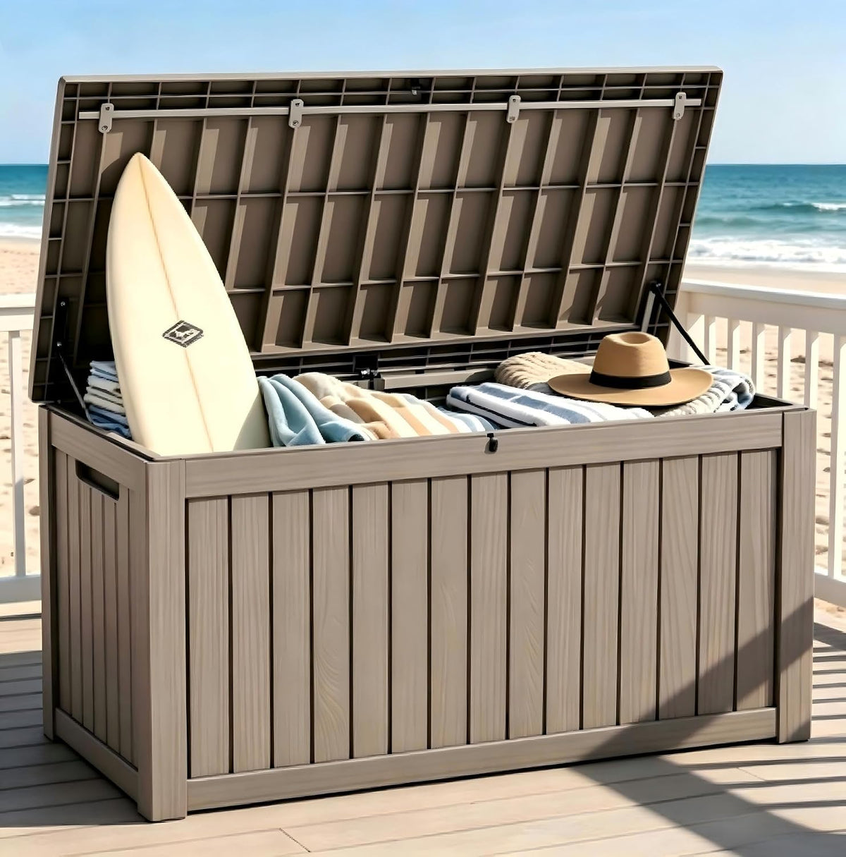 outdoor storage box resin deck box waterproof gray, main product view