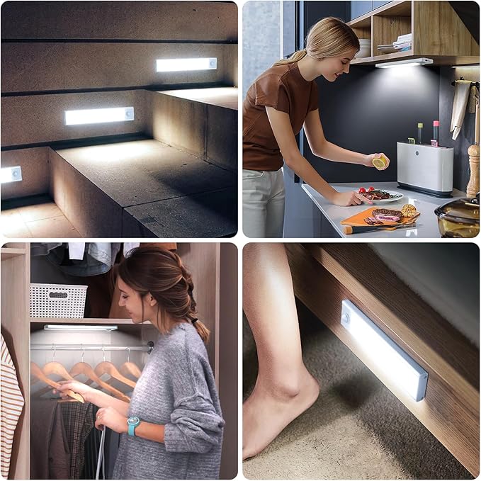 6 Pack Under Cabinet Lighting Wireless, 58 LED Rechargeable Battery Motion - Image 7