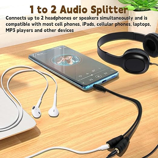 ONXE 2-Pack Gold Plated 3.5mm Stereo Jack Splitter Cable Adapter Connectors - Image 2