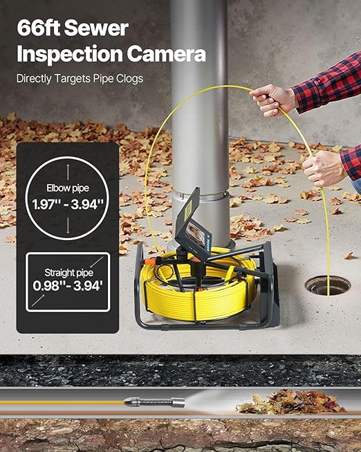 VEVOR Sewer Camera, 65.6 ft/20 m, 4.3" Pipe Drain Inspection Camera - Image 2