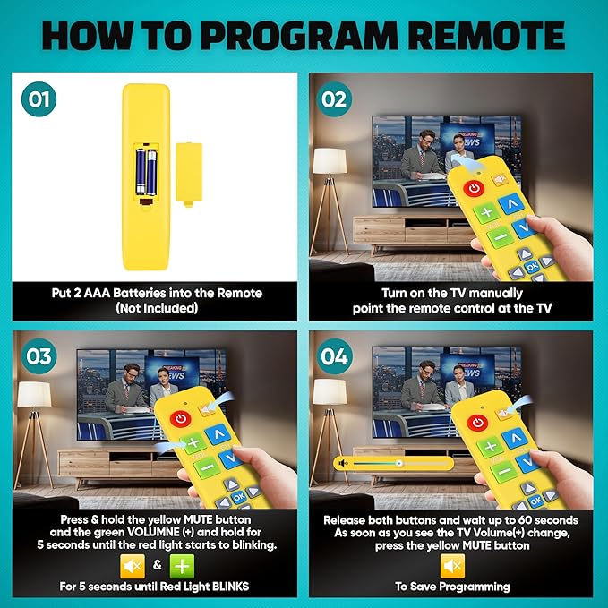 EZclicker Plus Big Button Universal TV Remote Simple Easy to Use, Works - Image 5