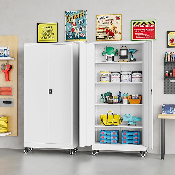 SISESOL 75" Tall Metal Storage Cabinet - Image 2