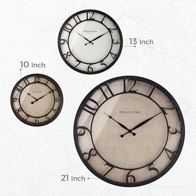 Presentime & Co 21" Farmhouse Series Wall Clock, Vintage Style, Retro Clock - Image 6