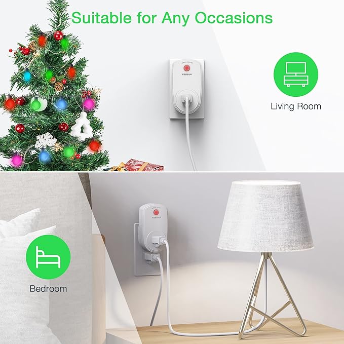 2 Pack Remote Control Outlet, TESSAN Wireless Electrical Plug Switch - Image 5