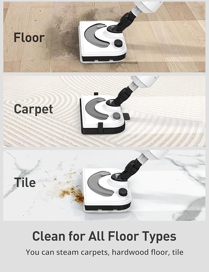 Black Steam Mop for Hardwood Floors, 1300W 25S Heat Up Floor Steamer - Image 3