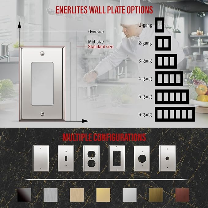 ENERLITES Decorator Switch or Outlet Metal Wall Plate, Stainless Steel 201 - Image 4