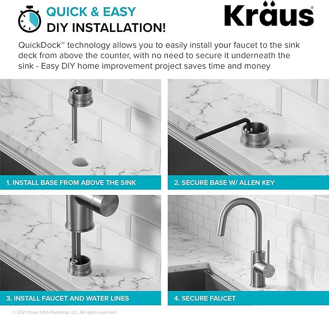 KRAUS Spot Free Oletto Single Handle Kitchen Bar Faucet in All-Brite Stainless - Image 8