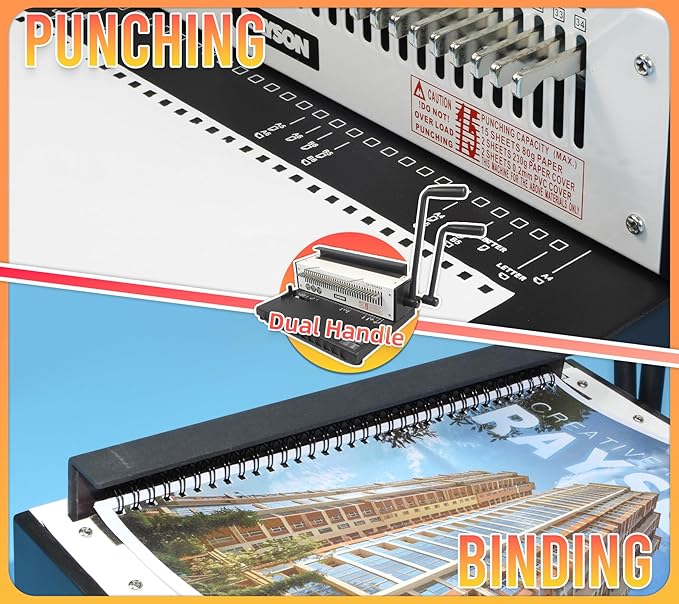 Rayson TD-1500B34 Binding Machine, Square Size Holes, 3:1 Pitch Wire-O Binder - Image 4