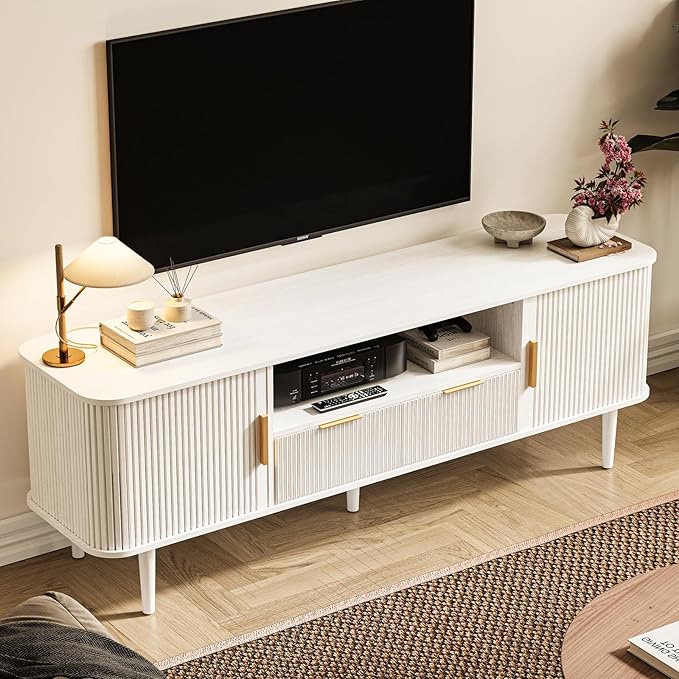 DAMCROP TV Stand 62.4 Inch Mid Century Modern Media Console Table - Image 3