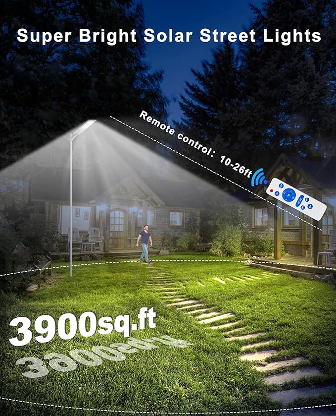 JAYNLT X-12000W Solar Street Lights, 6500K Commercial Parking Lot Light Dusk to - Image 4