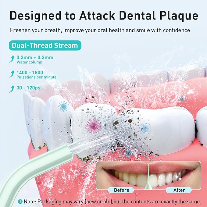 COSLUS Water Dental Flosser Teeth Pick: Portable Cordless Oral Irrigator 300ML - Image 2
