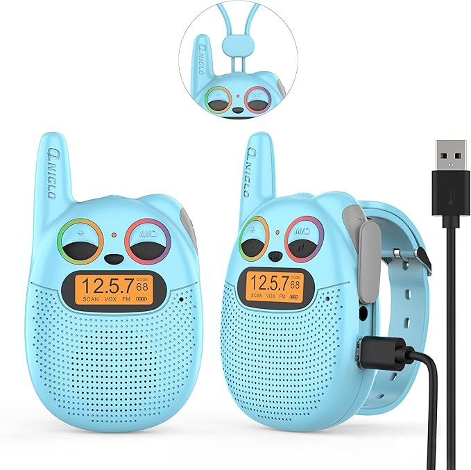 Qniglo Walkie Talkies for Kids Rechargeable 2 Pack, Christmas Birthday Gifts by QNIGLO