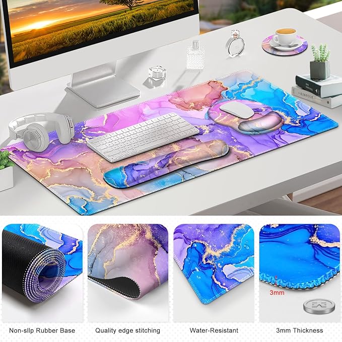 Gaming Mouse Pad, Large Desk Mat, Cute Desk Pad Protector, 4in1 XXL Mousepad + - Image 8