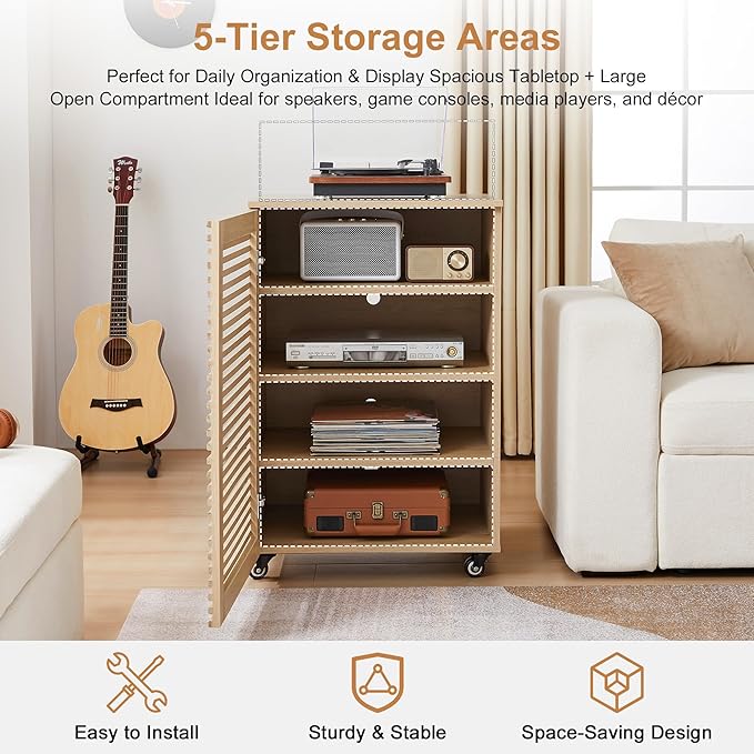 LEVNARY 5-Tier AV Media Cabinet - Image 4