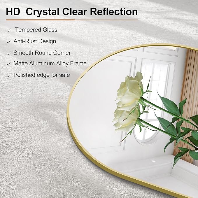 Arched Bathroom Mirror, Wall Mounted Mirror, Vanity Wall Mirror Metal Frame - Image 4