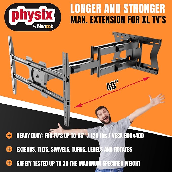 Physix 4100 Long Arm TV Wall Mount - Image 2