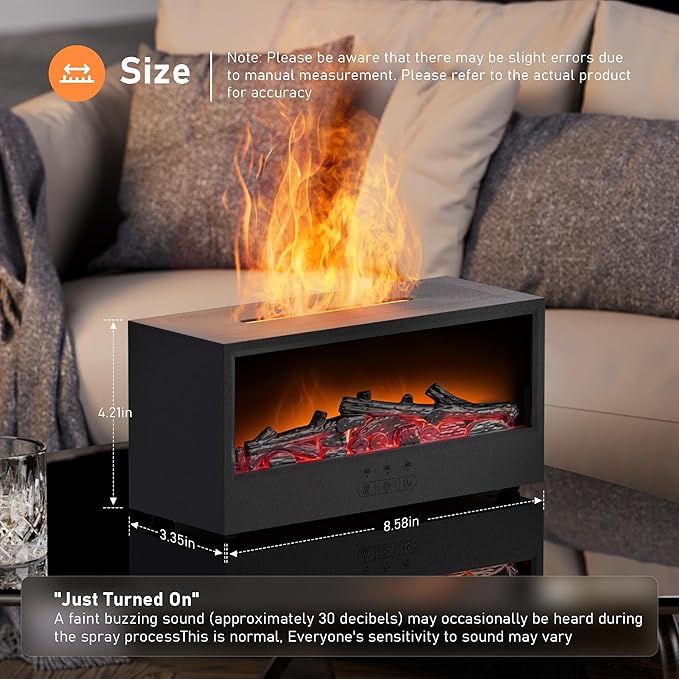 Fireplace Flame Air Diffuser Humidifier, 7 Colors Aromatherapy Essential Oil - Image 2