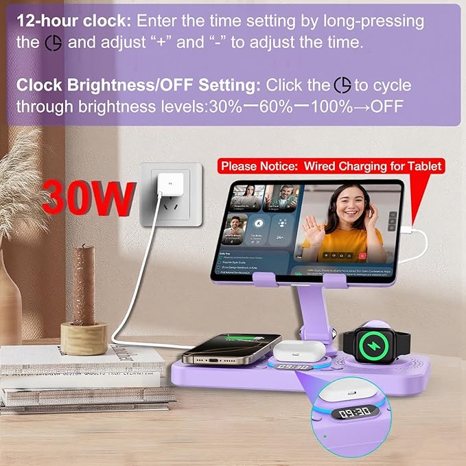 30W Charging Station for Apple Products, Foldable Wireless Charger - Image 3