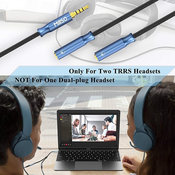 MillSO 3.5mm 4 Pole TRRS Audio Splitter Cable Nylon Braided Stereo Aux Splitter - Image 2