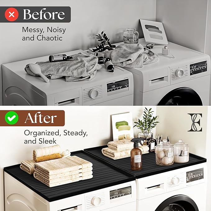 2 PC Washer and Dryer Topper Protector Mat 25"x25", Laundry Washing Machine Top - Image 5