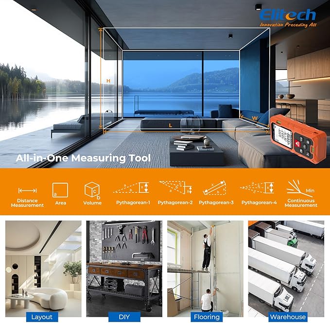 Elitech Laser Measuring Tool 165ft, Digital Laser Tape Measure - Image 7