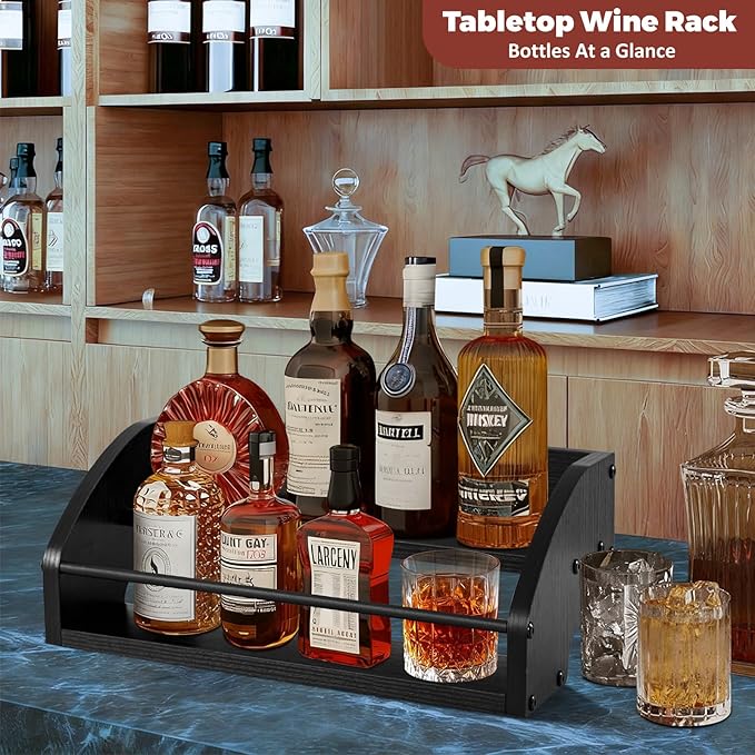 Wooden Liquor Bottle Display Shelf, Coffee Syrup Rack Organizer, 2 - Image 2