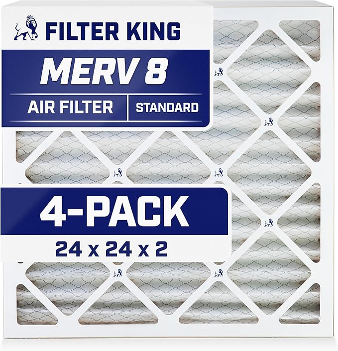 Filter King 24x24x2 Air Filter | 4-PACK | MERV 8 HVAC Pleated A/C Furnace by FilterKing
