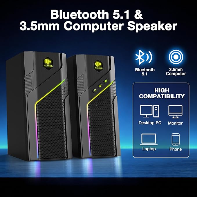 museeq Bluetooth Speaker for Home Use, Compact Wireless Speaker - Image 4