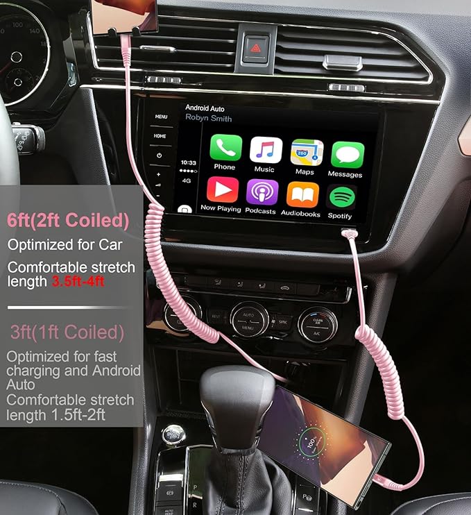 USB C to C Cable 6FT, CarPlay iPhone USB-C Cable/Android Auto USB C Cord - Image 4