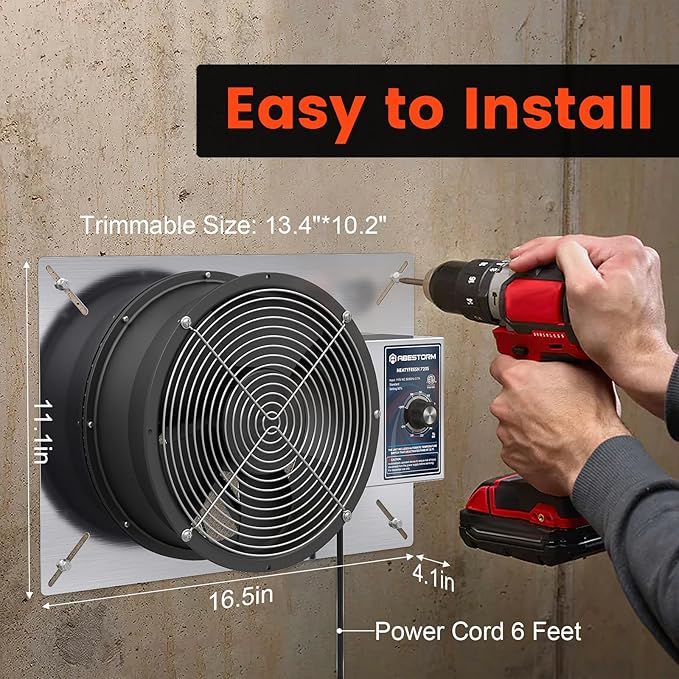 Abestorm 720CFM Crawlspace Ventilation Fans IP-55 Grade Basements Stainless - Image 3