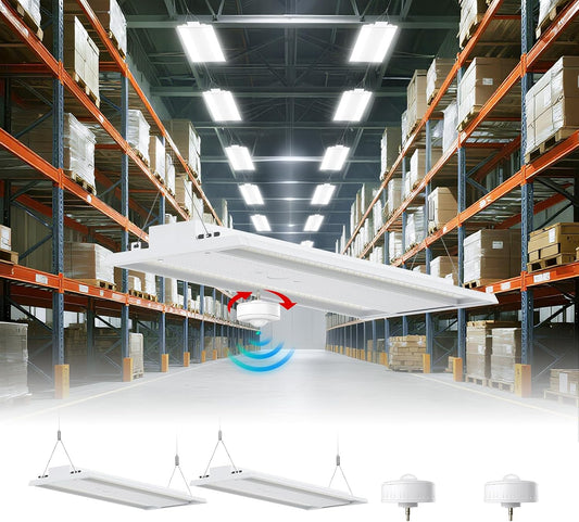 2 Pack 400W LED Linear High Bay Light 4FT, Adjustable 400W/320W/240W/100W