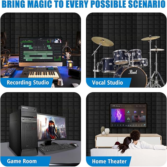 4 PCS Acoustic Panels, High Density Fire Resistant & Noise Absorbing - Image 5